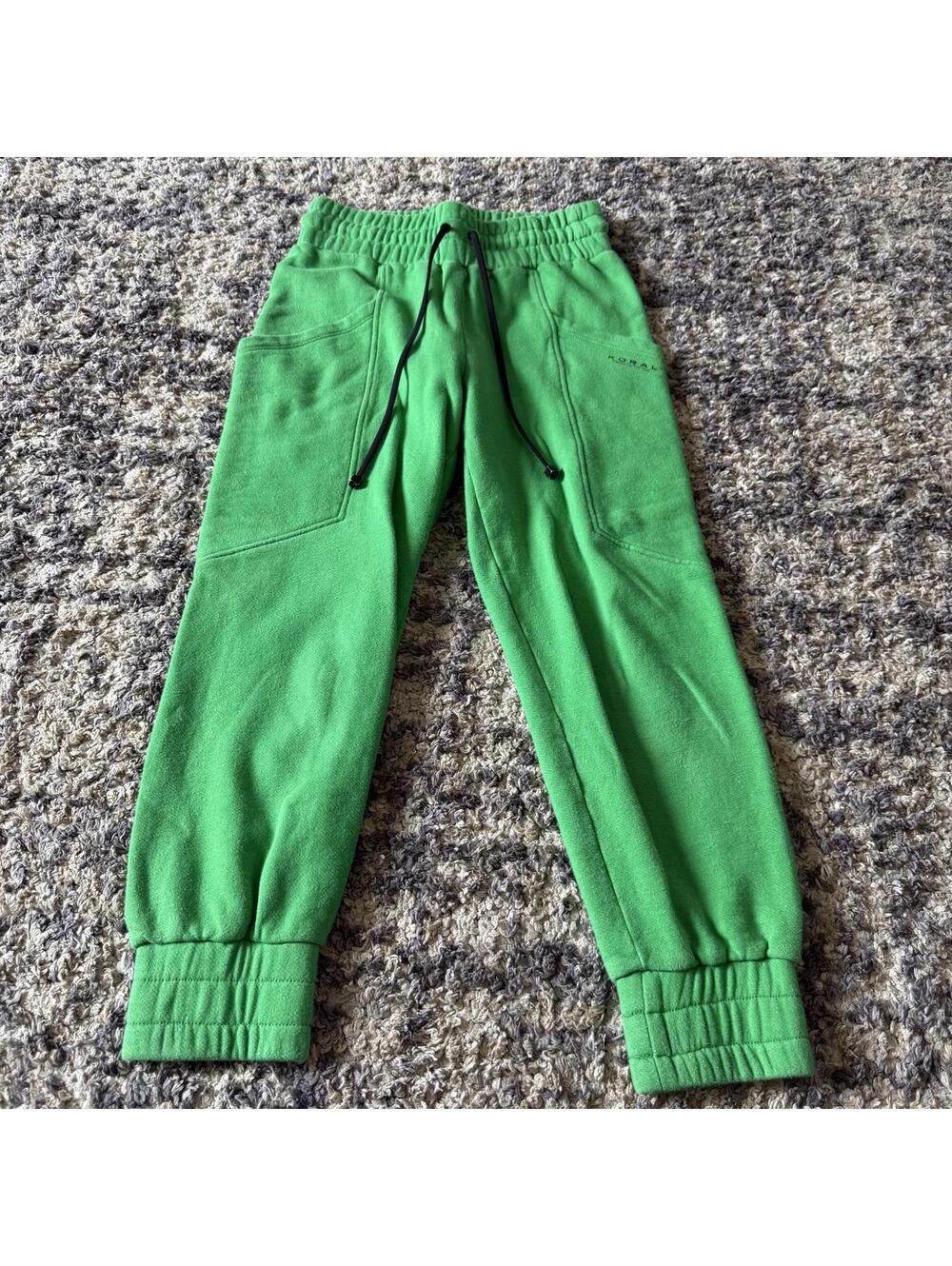 Koral Green Jogger Sweatpants Size S Cozy Luxe Athleisure Streetwear Fleece Fit